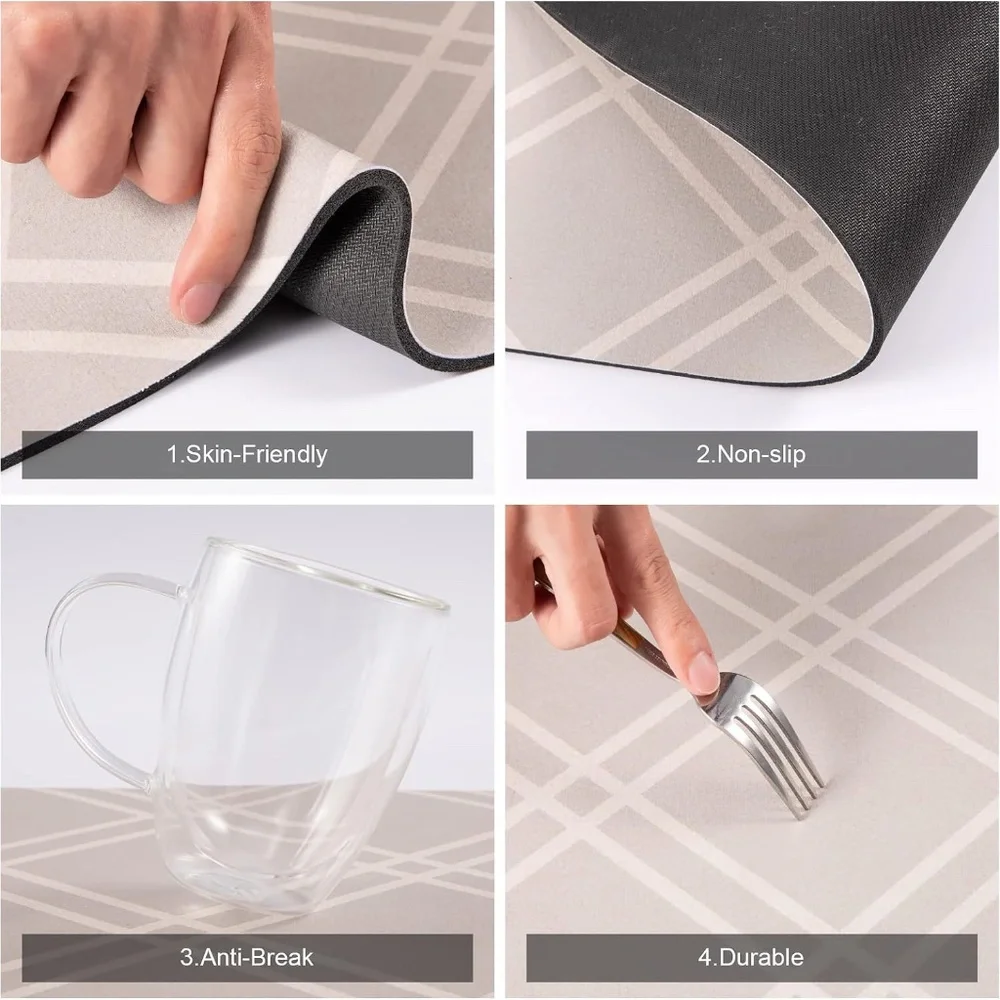Tosuoka Kitchen Mat 2 Pieces Cushioned Anti Fatigue, Waterproof (47x17 - 27x17)